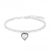 Sterling Silver 925 White Heart Bracelet Embellished With Swarovski Crystals