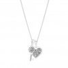 Sterling Silver 925 White Heart Short Pendant Necklace Embellished With Swarovski Crystals