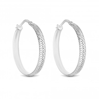 Sterling Silver 925Herringbone Design Hoop Earring