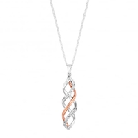 Sterling Silver and 14ct Rose Gold Plated Sterling Silver Multi Tone Swirl Necklace