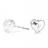 Sterling silver and cubic zirconia heart stud earring