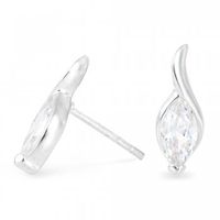 Sterling silver and cubic zirconia marquis twist earring