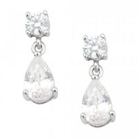 Sterling silver and cubic zirconia peardrop earring