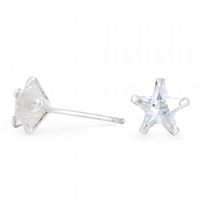 Sterling silver and cubic zirconia star stud earring