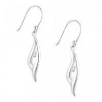 Sterling silver and cubic zirconia wave drop earring