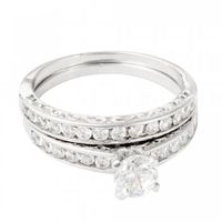 Sterling silver and pave cubic zirconia wedding ring set