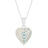 Sterling silver aurora borealis crystal heart necklace