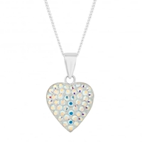 Sterling silver aurora borealis crystal heart necklace