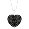 Sterling silver black cubic zirconia heart locket necklace