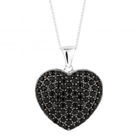 Sterling silver black cubic zirconia heart locket necklace