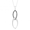 Sterling silver black cubic zirconia pave interlink drop necklace