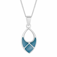Sterling silver blue mother of pearl cut out pendant