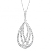 Sterling silver cubic zirconia caged pendant necklace