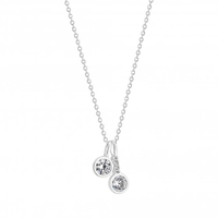 Sterling Silver Cubic Zirconia Charm Pendant Necklace