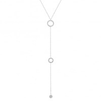 Sterling silver cubic zirconia circle y drop necklace