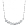 Sterling silver cubic zirconia curved bar necklace
