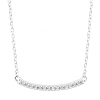Sterling silver cubic zirconia encased curved bar necklace