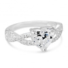 Sterling silver cubic zirconia heart twist band ring