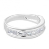 Sterling silver cubic zirconia mixed stone panelled ring
