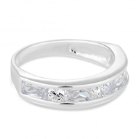 Sterling silver cubic zirconia mixed stone panelled ring