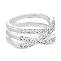 Sterling Silver Cubic Zirconia Multi-Cross Over Ring