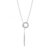 Sterling Silver Cubic Zirconia Pave Circle Threader Necklace