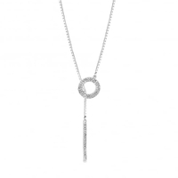 Sterling Silver Cubic Zirconia Pave Circle Threader Necklace