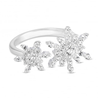 Sterling silver cubic zirconia starburst open ring
