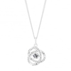 Sterling Silver Cubic Zirconia Suspended Floral Pendant Necklace