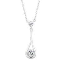 Sterling silver cubic zirconia teardrop pendant necklace