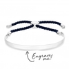 Sterling Silver Curved Bar Bangle On A Navy Blue Cord Toggle - Personalise By Engraving