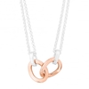 Sterling silver double row necklace with rose gold plated central link
