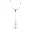 Sterling silver freshwater pearl sleek drop necklace