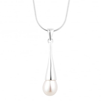 Sterling silver freshwater pearl sleek drop necklace