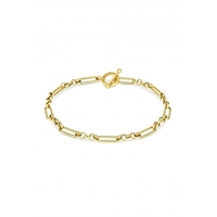 Sterling Silver Gold Belcher Chain T-Bar Bracelet