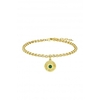 Sterling Silver Gold Malachite Charm Bracelet