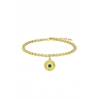 Sterling Silver Gold Malachite Charm Bracelet