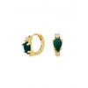 Sterling Silver Gold Malachite Hoop