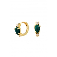 Sterling Silver Gold Malachite Hoop