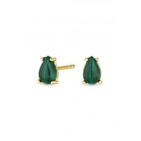 Sterling Silver Gold Malachite Stud Earrings