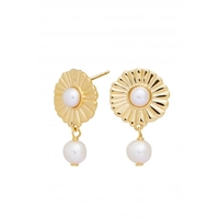 Sterling Silver Gold Pearl Drop Earrings