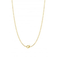 Sterling Silver Gold Small Paperlink T Bar Necklace