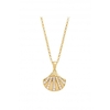 Sterling Silver Gold With Cubic Zirconia Shell Necklace