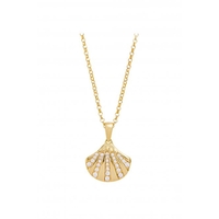 Sterling Silver Gold With Cubic Zirconia Shell Necklace