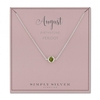 Sterling Silver Green Peridot August Birthstone Necklace On A Gift Card