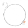 Sterling Silver Heart Charm And 14ct Rose Gold Plated Sterling Silver Star Charm Popcorn Bracelet