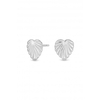 Sterling Silver Heart Shell Stud Earrings