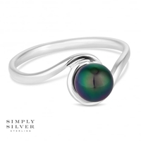 Sterling Silver iridescent Freshwater Pearl twist ring