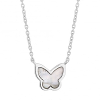 Sterling Silver Mother Of Pearl Butterfly Necklace