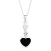 Sterling silver mother of pearl double drop heart pendant necklace